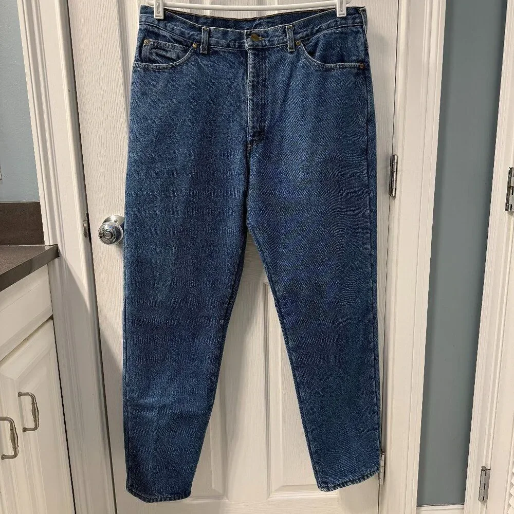 Vintage L.L. Bean USA Fleece Lined Heavy Denim Jeans Medium Wash Size 36 x 32